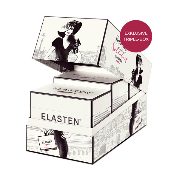 ELASTEN® Kollagen Trinkampullen im exklusiven Triple-Box-Design für Hautpflege